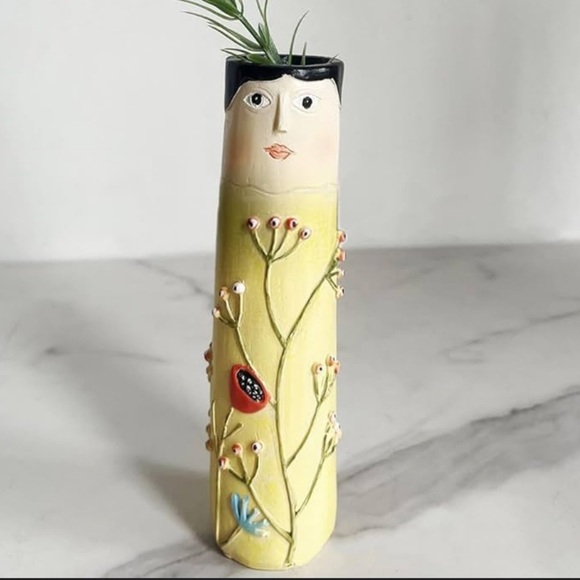 Spring Family Bud Vases Yellow Floral Lightweight Set of 2 - Picture 1 of 6